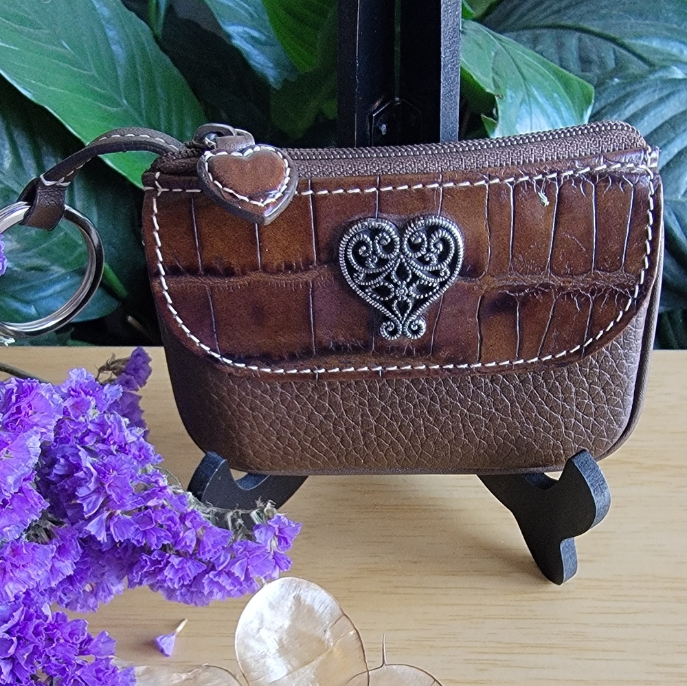 Brighton Brown Leather Wristlet with Heart Accent